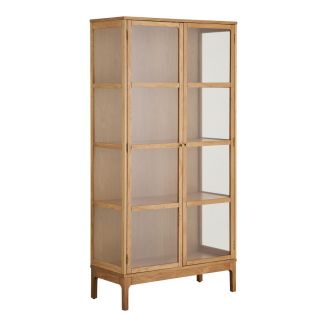 Vitrine 2 portes 3 étagères en chêne et MDF placage chêne - CACERES
