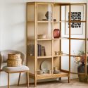 Vitrine 2 portes 3 étagères en chêne et MDF placage chêne - CACERES