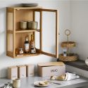 Vitrine murale 1 porte en chêne et MDF placage chêne - CACERES