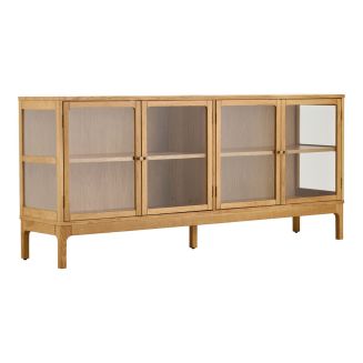 Buffet 4 portes vitrées en chêne et MDF placage chêne - CACERES
