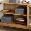 Buffet 4 portes vitrées en chêne et MDF placage chêne - CACERES