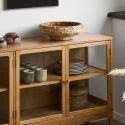 Buffet 4 portes vitrées en chêne et MDF placage chêne - CACERES