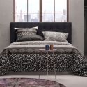 Parure housse de couette 260x240cm + 2 taies motif graphique gris perle et noir 100% coton - NAZIM