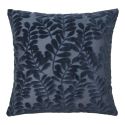 Coussin déhoussable 45x45cm motifs reliefs velours polyester bleu marine - YOLIS