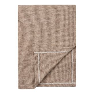 Plaid ultra doux 130x156cm nid d'abeille taupe en viscose et polyester - ALVEO