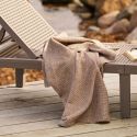 Plaid ultra doux 130x156cm nid d'abeille taupe en viscose et polyester - ALVEO