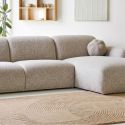 Tapis 160x230cm Tufté Main marron Lignes courbes en relief - LINUS