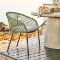 Lot de 2 fauteuils de jardin vert en acier et corde - NOALIA