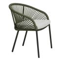 Lot de 2 fauteuils de jardin vert en acier et corde - NOALIA