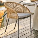 Lot de 2 fauteuils de jardin beige en acier et corde - NOALIA