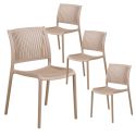 Lot de 4 chaises de jardin empilables en polypropylène beige - MAZALINE