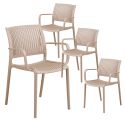 Lot de 4 fauteuils de table de jardin en polypropylène beige - MAZALINE