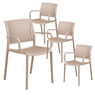 Lot de 4 fauteuils de table de jardin en polypropylène beige - MAZALINE