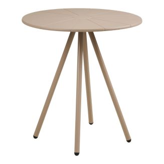 Table de jardin Ø70cm plateau en polypropylène pieds en métal beige- MAZALINE