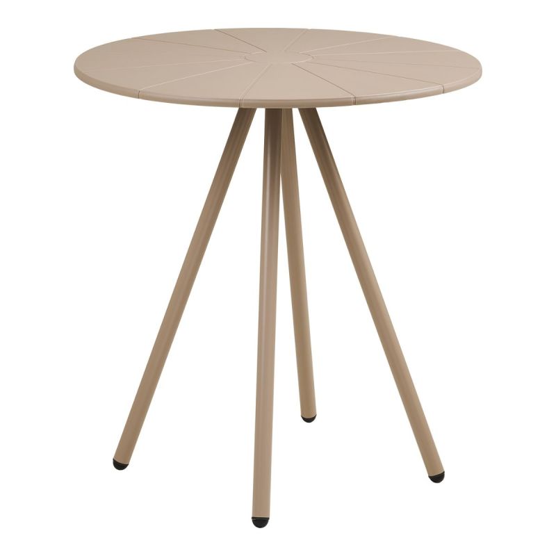 Table de jardin Ø70cm plateau en polypropylène pieds en métal beige- MAZALINE