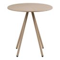 Table de jardin Ø70cm plateau en polypropylène pieds en métal beige- MAZALINE