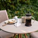 Table de jardin Ø70cm plateau en polypropylène pieds en métal beige- MAZALINE