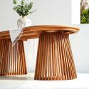 Table de jardin ovale 200cm en teck massif pieds ajourés - LIRICIA
