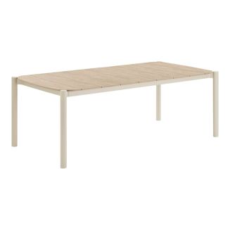 Table de jardin rectangulaire en aluminium plateau polyéthylène aspect bois - ABELINA
