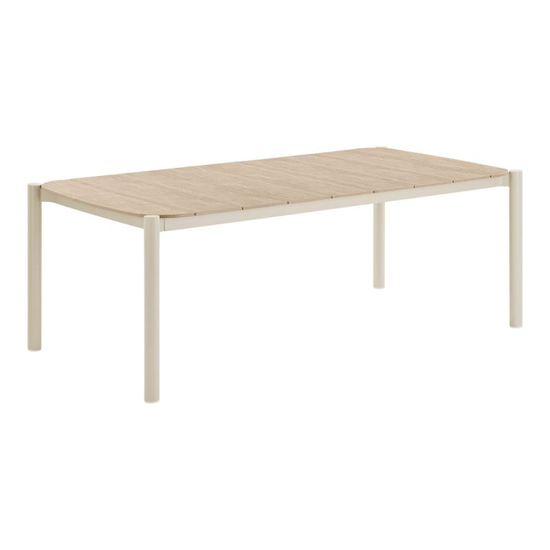 Table de jardin rectangulaire en aluminium plateau polyéthylène aspect bois - ABELINA