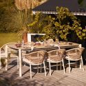Table de jardin rectangulaire en aluminium plateau polyéthylène aspect bois - ABELINA