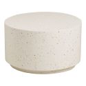 Table basse ronde en fibre d'argile blanche et aspect terrazzo - FIBRALYS