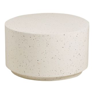 Table basse ronde en fibre d'argile blanche et aspect terrazzo - FIBRALYS