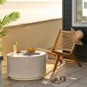 Table basse ronde en fibre d'argile blanche et aspect terrazzo - FIBRALYS