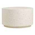 Table basse ronde en fibre d'argile blanche et aspect terrazzo - FIBRALYS
