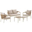 Salon de jardin complet tables gigogne en aluminium et polyéthylène aspect bois - ABELINA