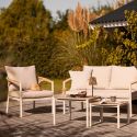 Salon de jardin complet tables gigogne en aluminium et polyéthylène aspect bois - ABELINA