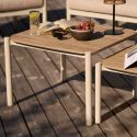 Salon de jardin complet tables gigogne en aluminium et polyéthylène aspect bois - ABELINA