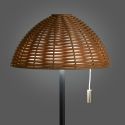 Lampe à poser extérieure rechargeable imitation rotin et pied métal noir - WILOW