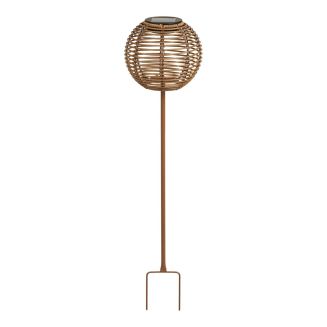 Lampe solaire à planter imitation rotin tige en métal beige - CARMITA