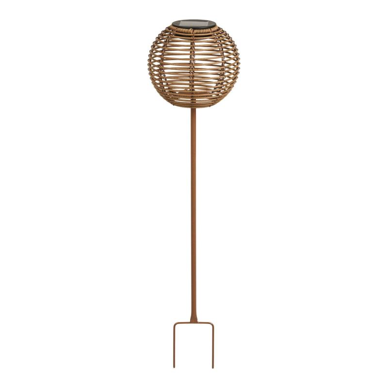 Lampe solaire à planter imitation rotin tige en métal beige - CARMITA