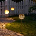 Lampe solaire à planter imitation rotin tige en métal beige - CARMITA