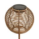 Lampe solaire à planter imitation rotin tige en métal beige - CARMITA