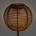 Lampe solaire à planter imitation rotin tige en métal beige - CARMITA