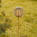 Lampe solaire à planter imitation rotin tige en métal beige - CARMITA