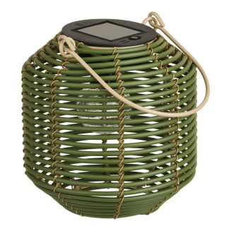 Lanterne solaire en imitation rotin vert Ø15cm - CARMEN