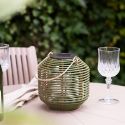 Lanterne solaire en imitation rotin vert Ø15cm - CARMEN