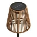 Lampe solaire à poser imitation rotin pied en métal noir - STANFORD