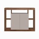 Buffet 2 portes avec encadrement 5 niches beige et aspect bois finition Mercure - LIMANI