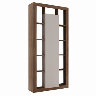 Colonne 1 porte avec encadrement 11 niches beige et aspect bois finition Mercure - LIMANI