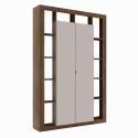 Colonne 2 portes avec encadrement 12 niches beige et aspect bois finition Mercure - LIMANI