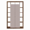 Colonne 2 portes avec encadrement 12 niches beige et aspect bois finition Mercure - LIMANI