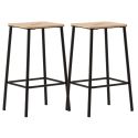 Lot de 2 tabourets de bar H65cm en bois naturel pied en métal noir - BAHIA