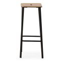 Lot de 2 tabourets de bar H65cm en bois naturel pied en métal noir - BAHIA
