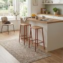 Lot de 2 tabourets de bar H65cm en bois naturel pied en métal brique - BAHIA
