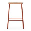 Lot de 2 tabourets de bar H65cm en bois naturel pied en métal brique - BAHIA